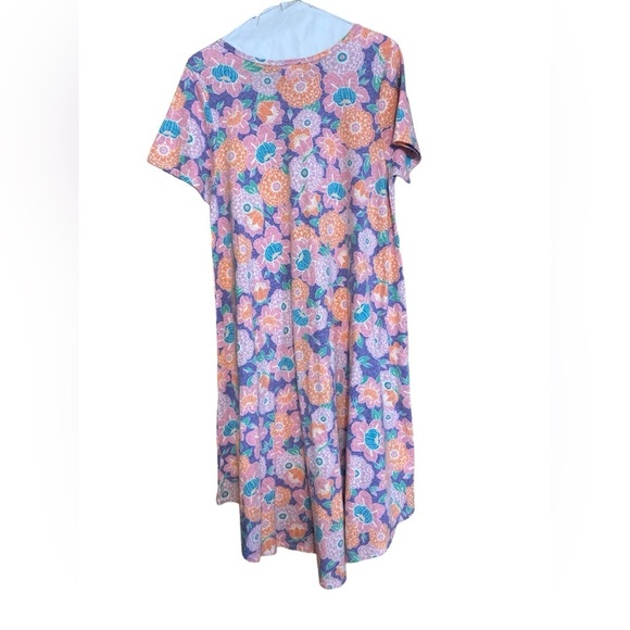 LuLaRoe maxi high low dress pastel floral pink  purple cotton poly spdx … - Picture 3 of 5